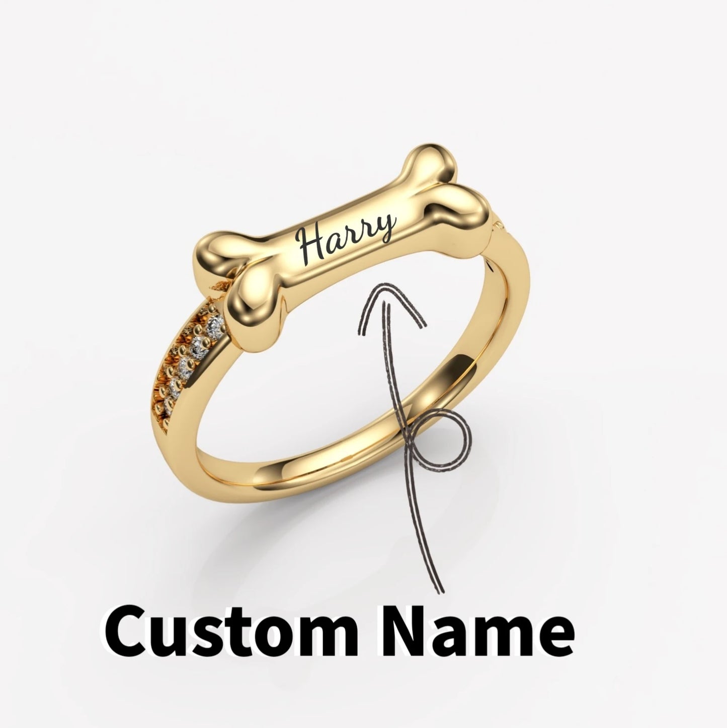 Dog Bone Ring - S925 - Personalized